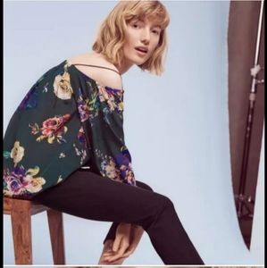 Anthropologie Maeve Tallie Floral Silk Top Size Small
